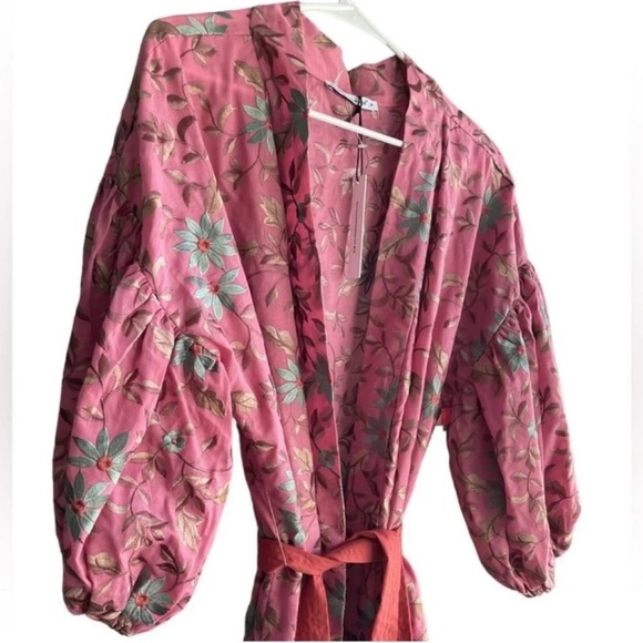 RODNER FIGUEROA Embroidery Floral MIDI Balloon Sleeves Kimono Dress Size M - Picture 9 of 11